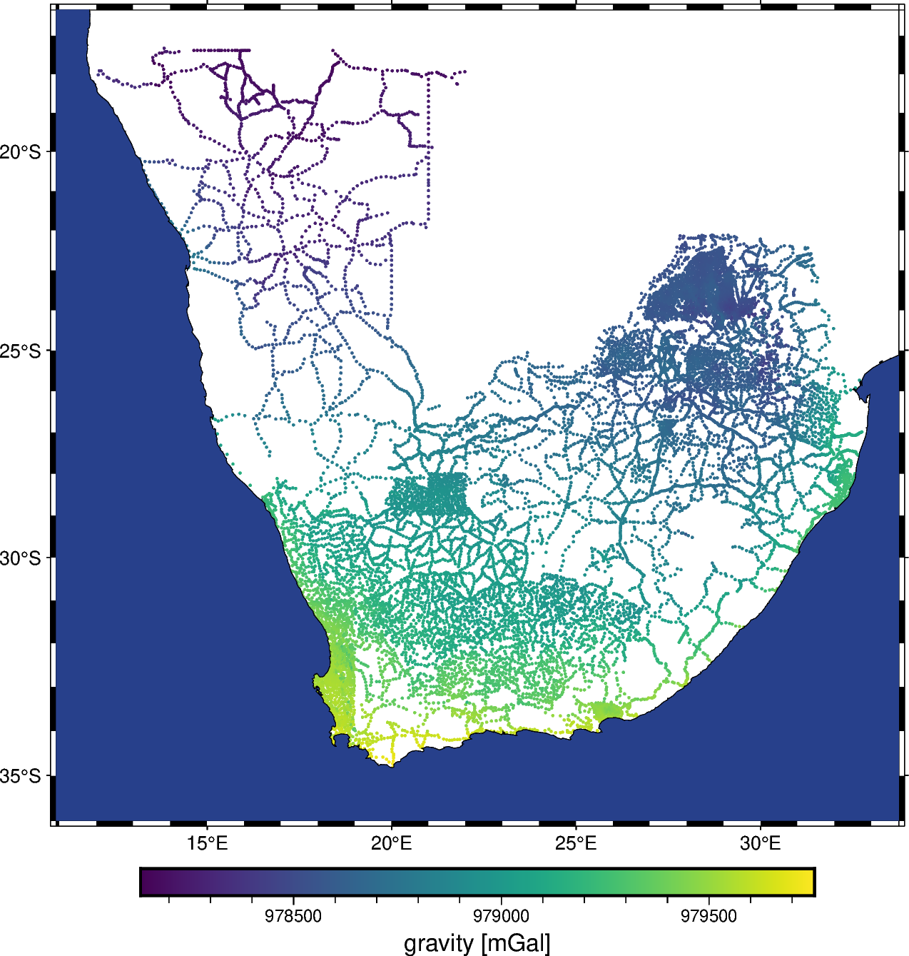 southern africa gravity