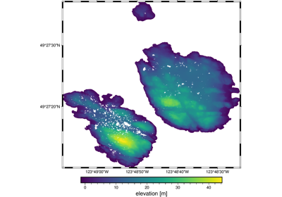 Lidar point cloud of the Trail Islands in British Columbia, Canada