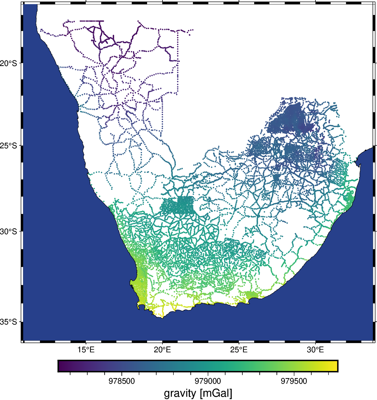 southern africa gravity
