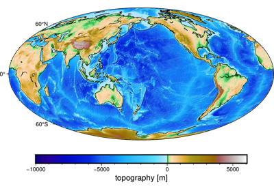 Earth topography grid at 10 arc-minute resolution
