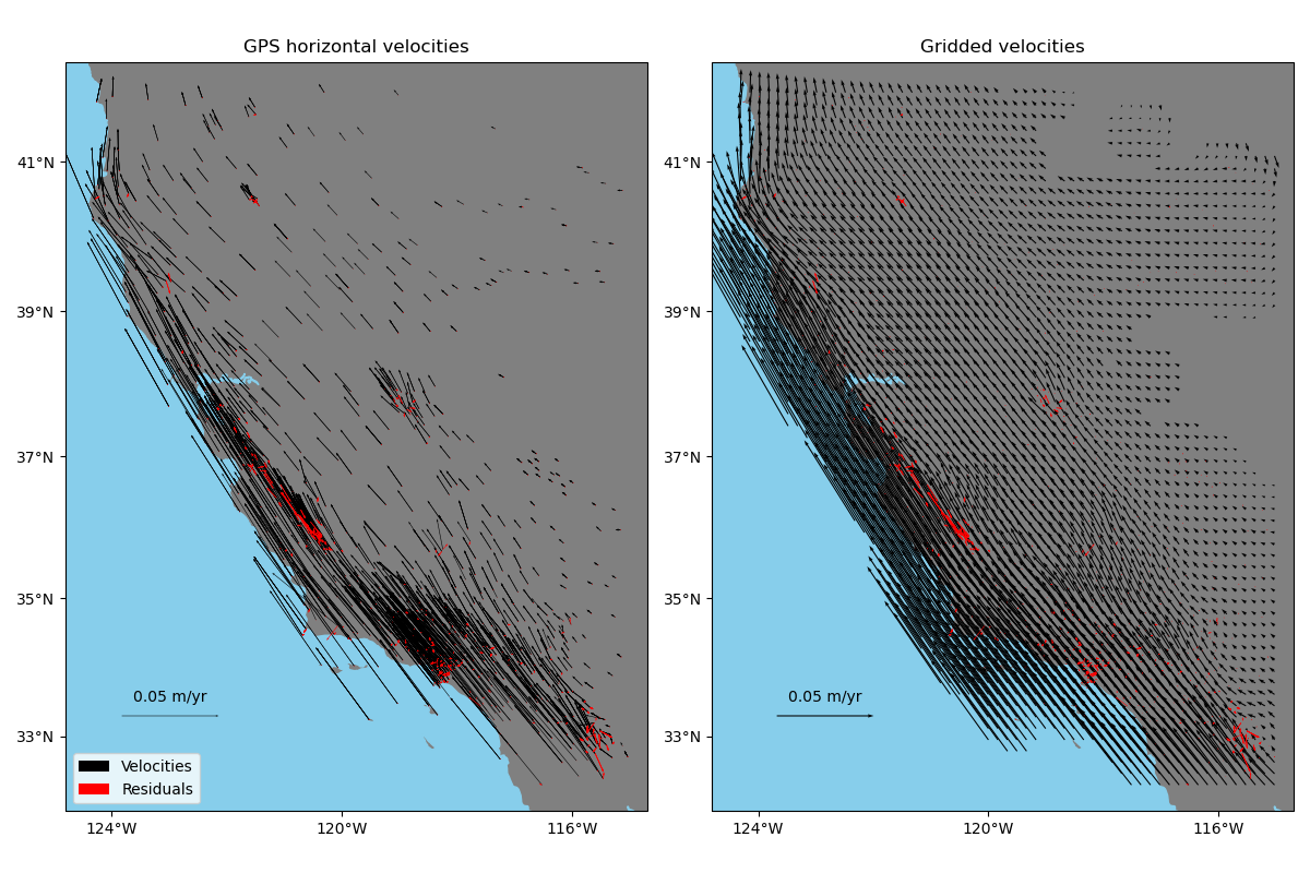 GPS horizontal velocities, Gridded velocities