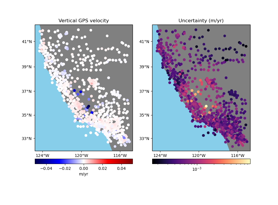Vertical GPS velocity, Uncertainty (m/yr)